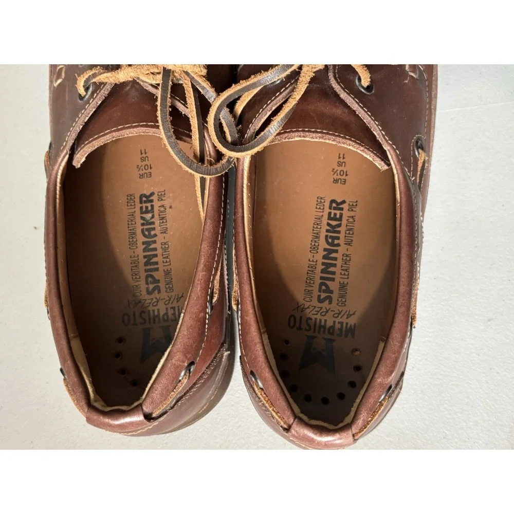 Mephisto Spinnaker Boat Shoes Mens 11 Brown Leather Slip On Comfort Loafers
